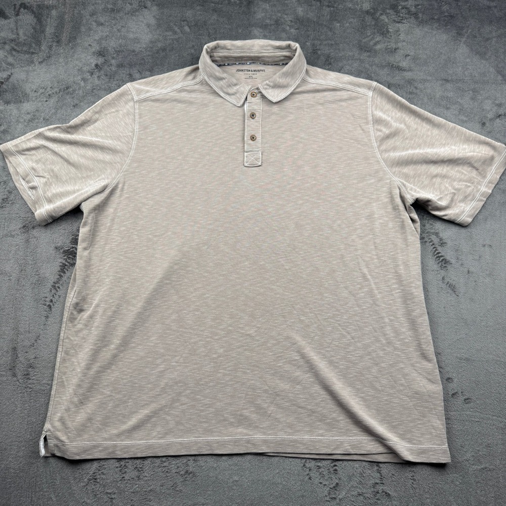Johnston & Murphy Polo Shirt Mens XXL Tan Space Dye Modal Blend Excellent